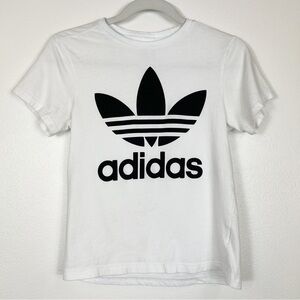 Adidas Crew Neck Short Sleeve Trefoil Tee White & Black Youth Size Medium